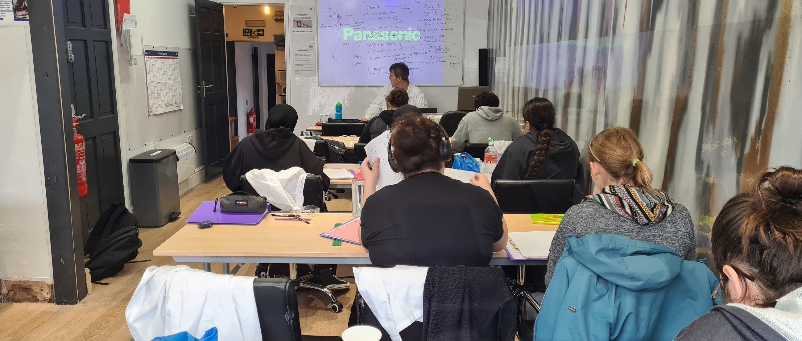 A Level private candidates carrying out required practical activities in a science laboratory as part of their practical endorsement