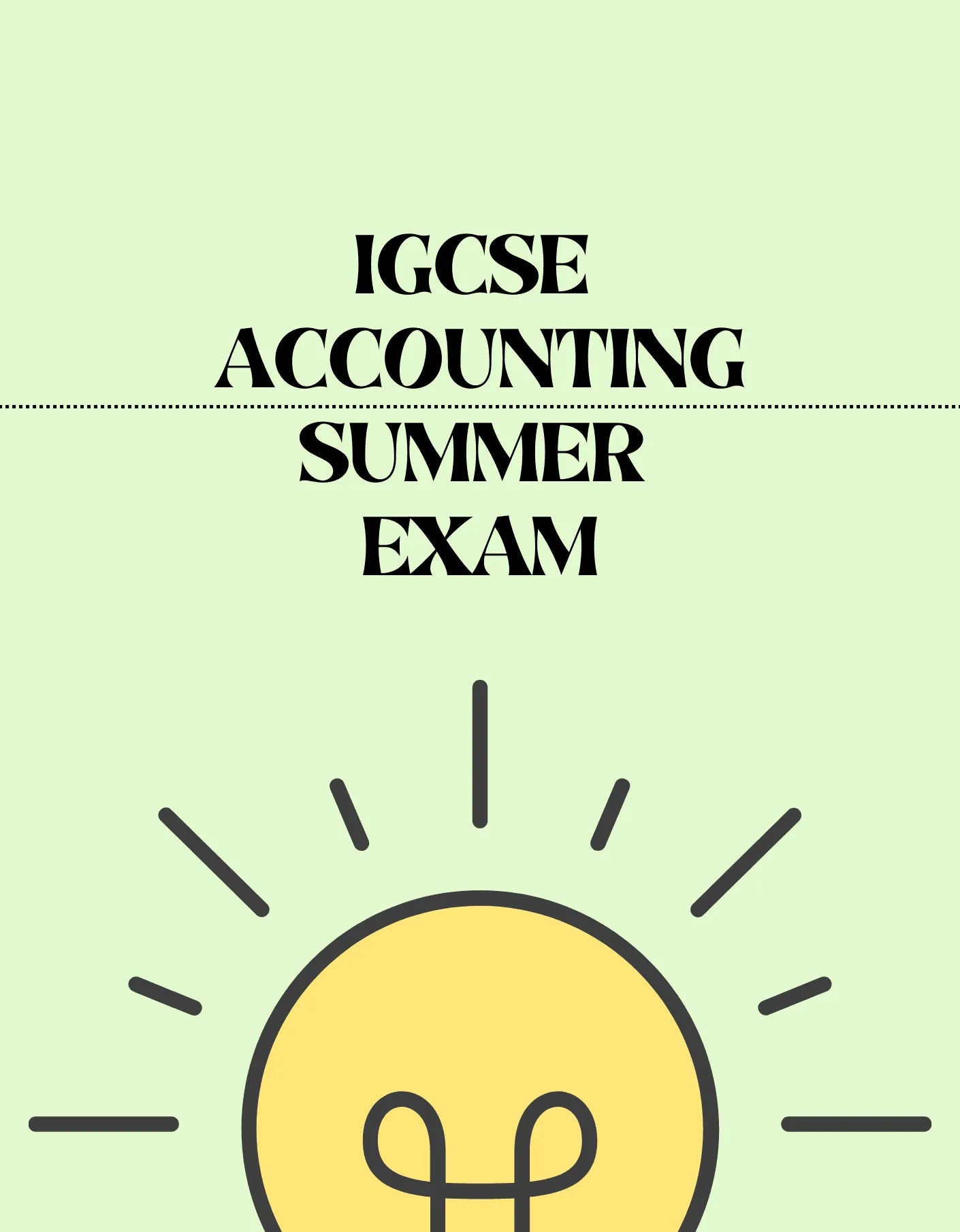 IGCSE Accounting - Summer Exam - Exam Centre Birmingham Limited